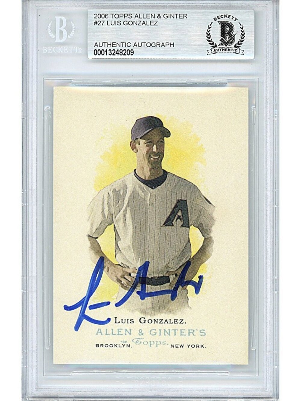 Luis Gonzalez Signed 2006 Topps Allen & Ginter #27 DBacks BAS Slabbed Auto MLB